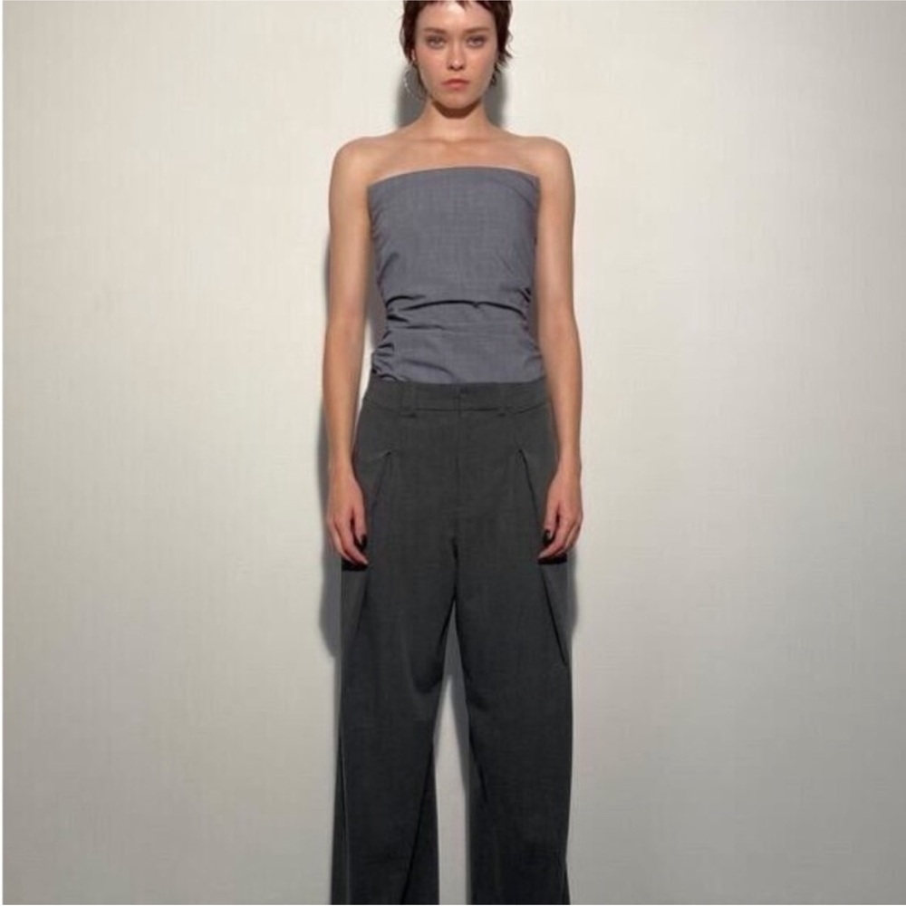 ❌SOLD❌ZARA NWOT Grey Strapless Bodysuit - Picture 3 of 4
